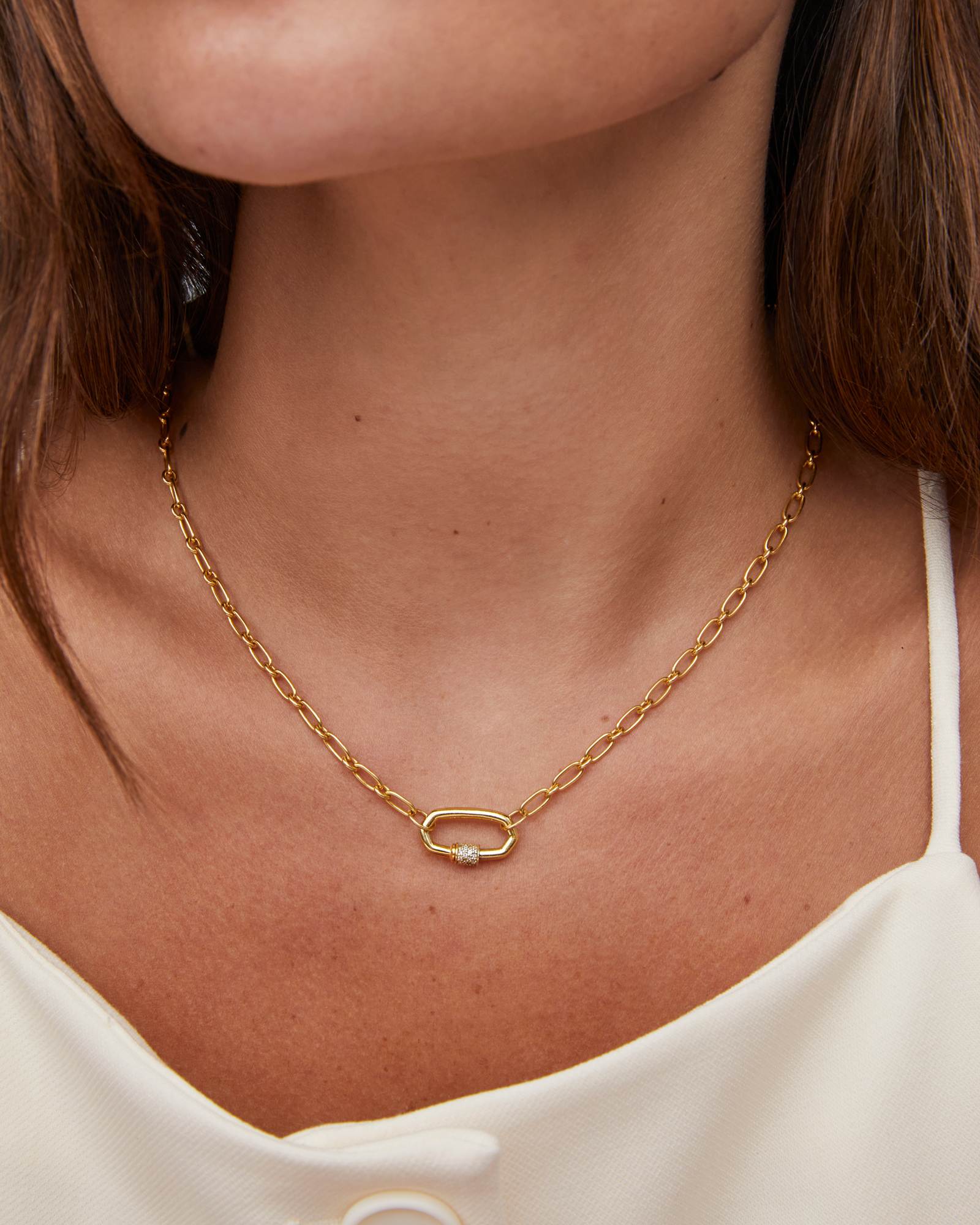 Bristol 18k Yellow Gold Vermeil Link Necklace in White